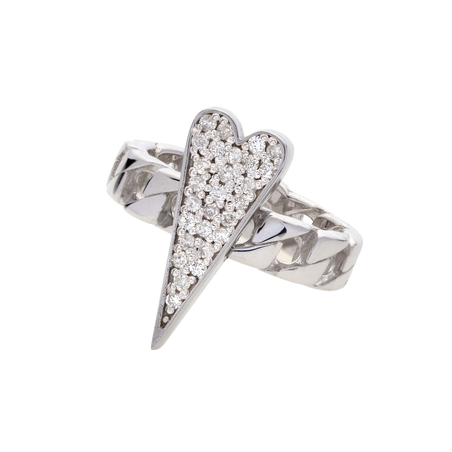 Anello Shining Heart fedina in Argento e Diamanti