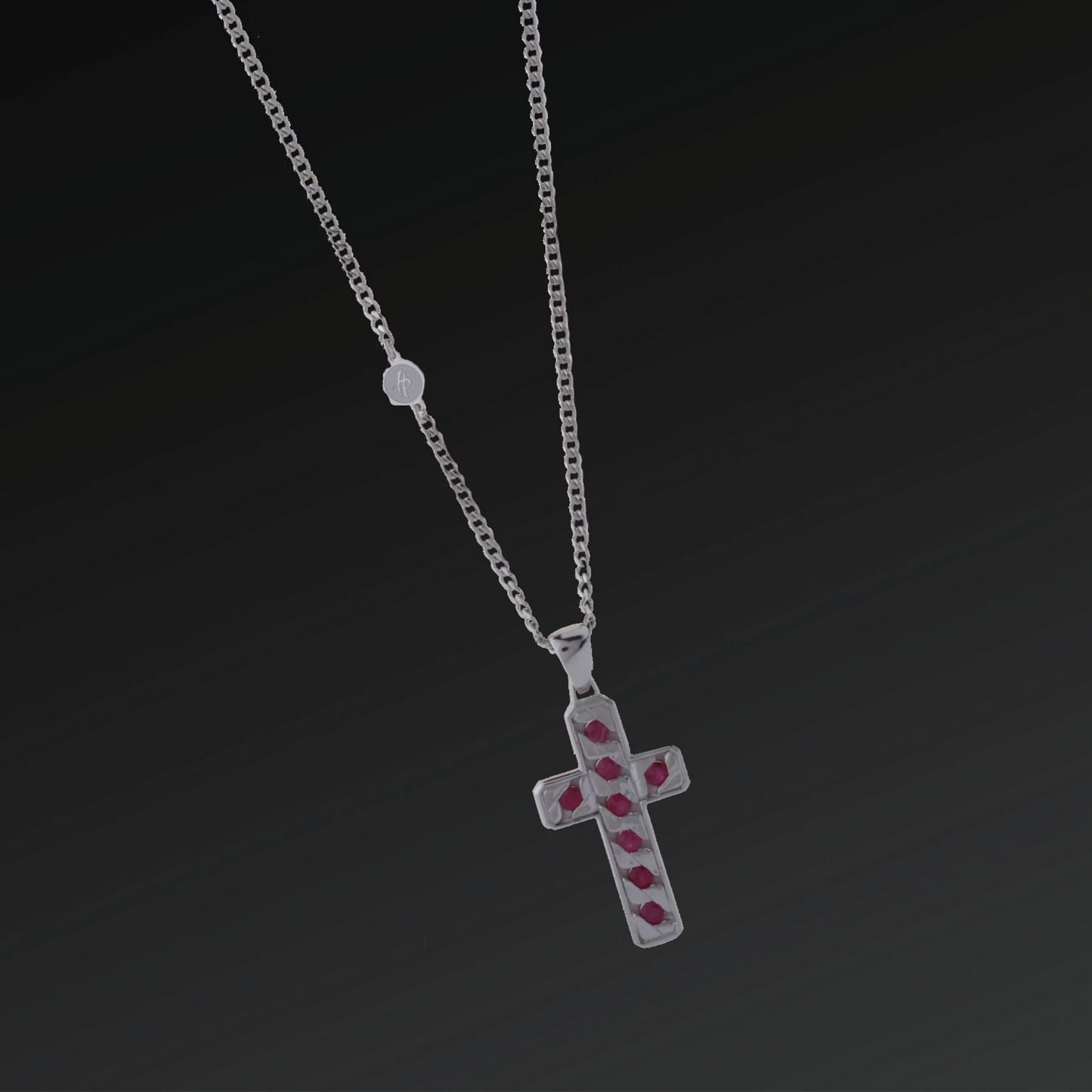 Collana Perfection Croce Piccola in Argento e Rubini