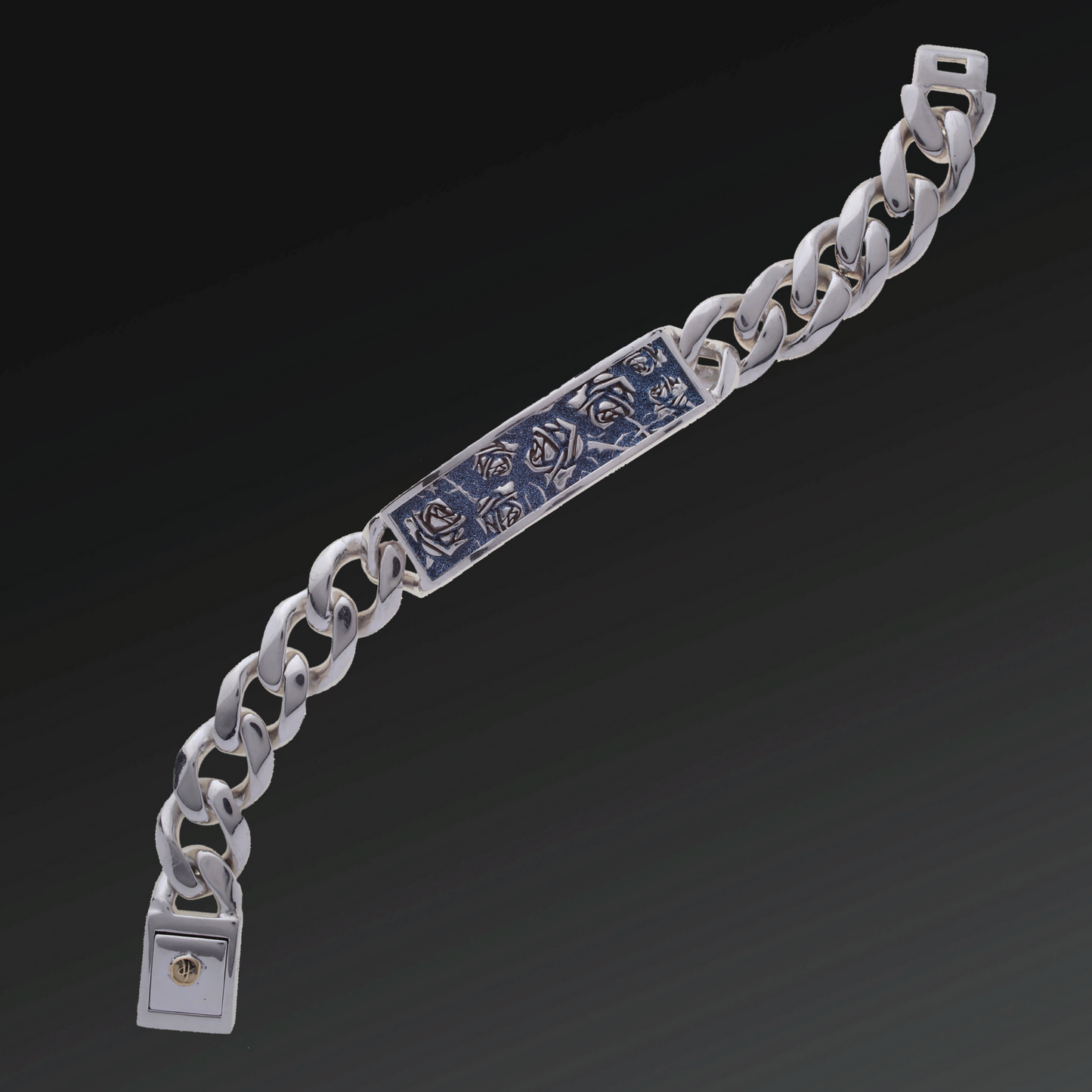 Bracciale Resilience Piastrina in Argento e Diamanti Blu