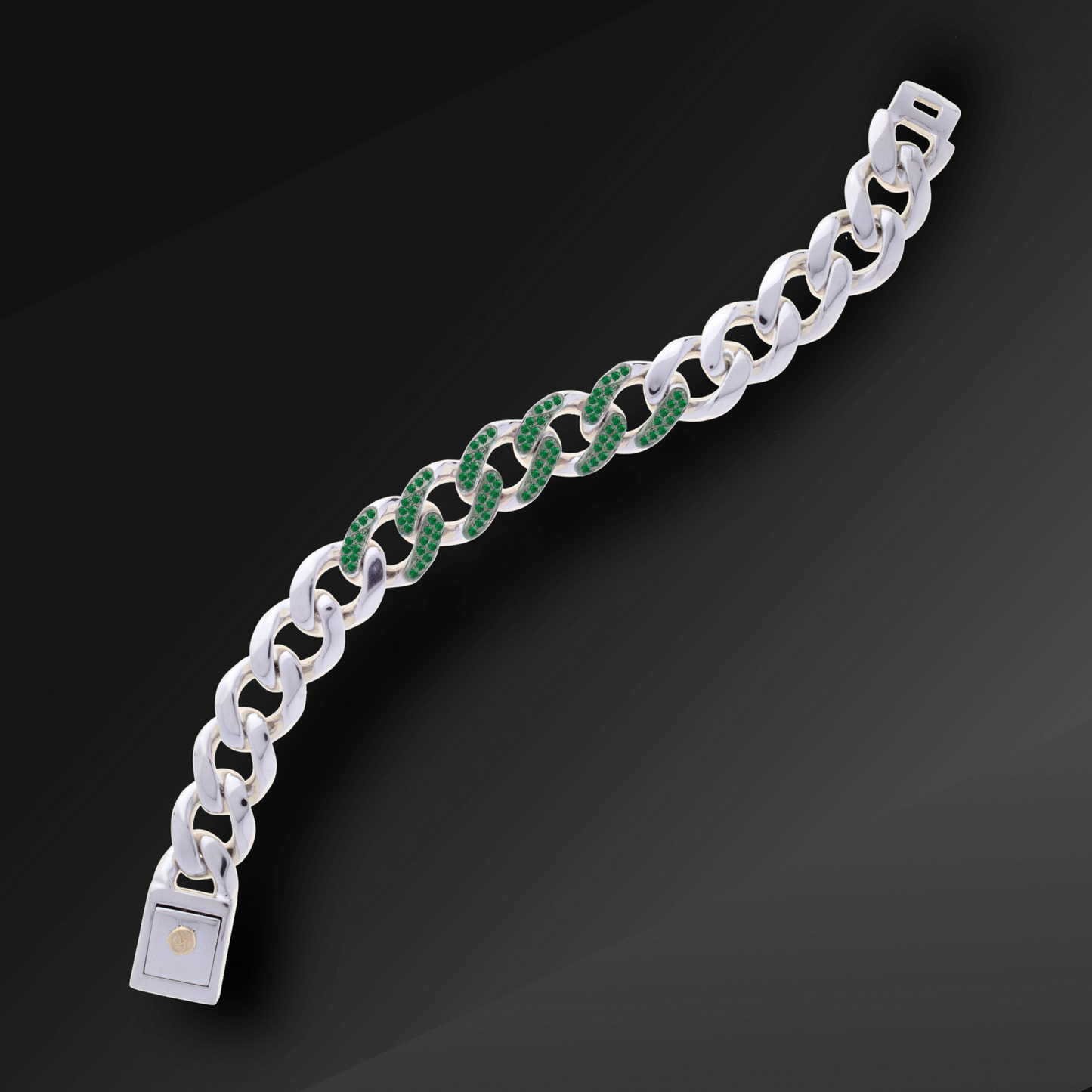 Bracciale Respect Mezza Groumette in Argento e Smeraldi