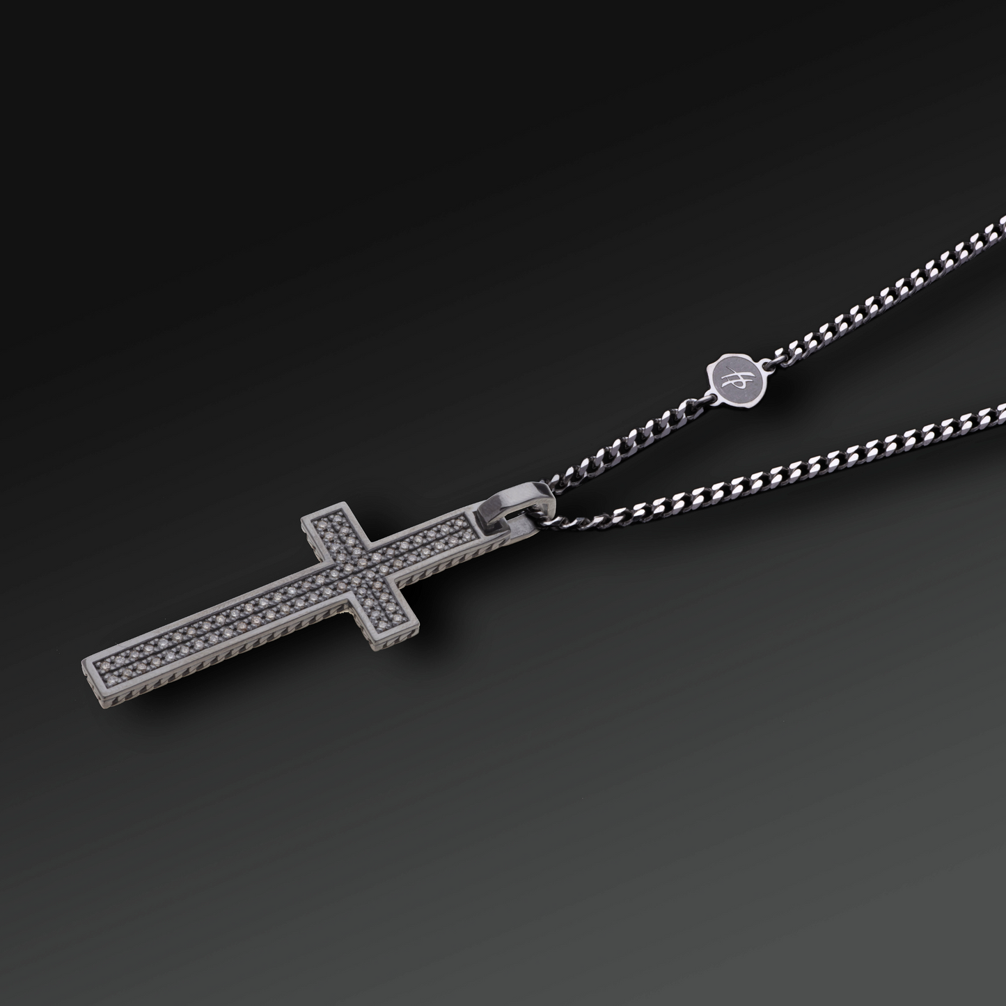 Collana Eternity Croce Grande in Argento e Diamanti Champagne