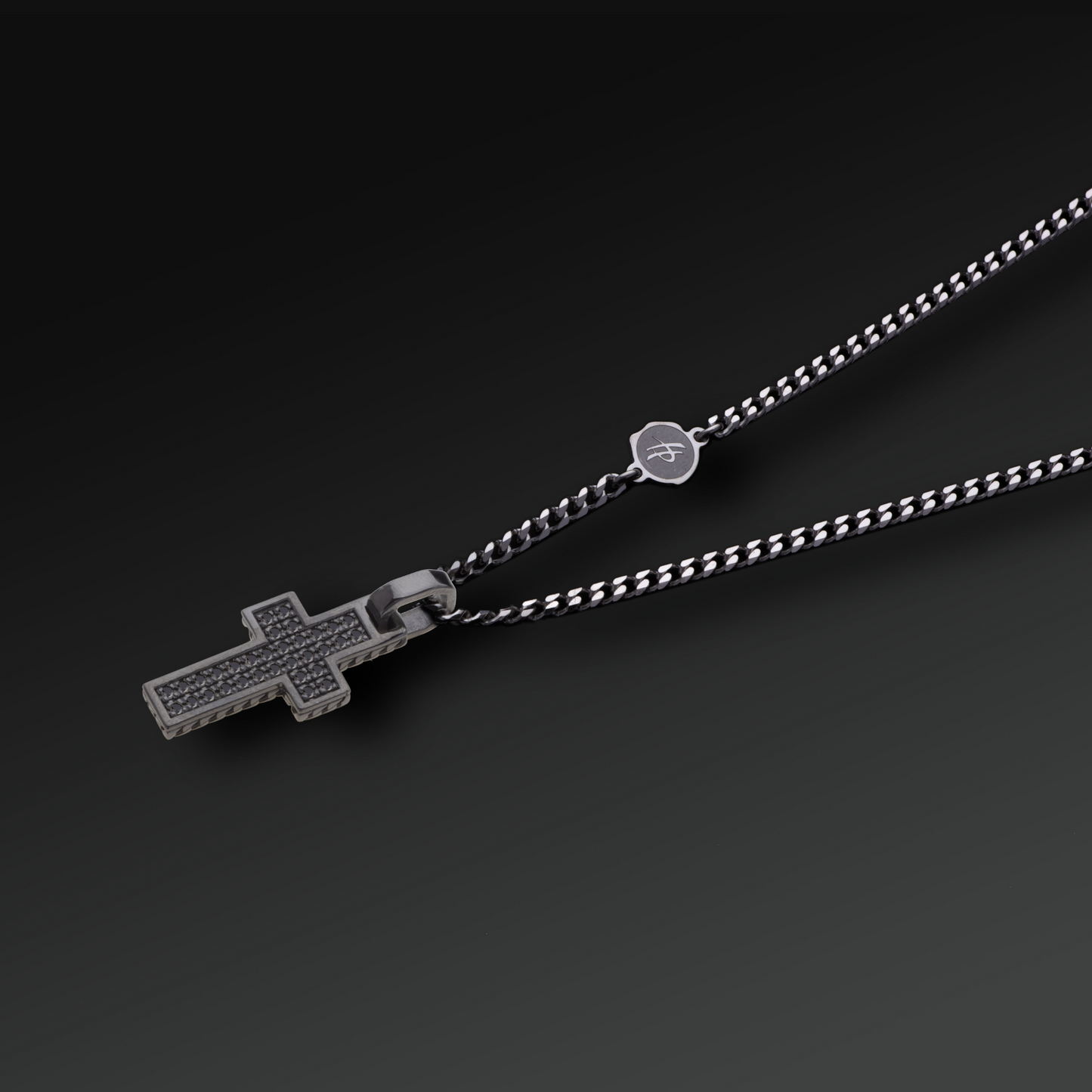 Collana Eternity Croce Piccola in Argento e Rubini