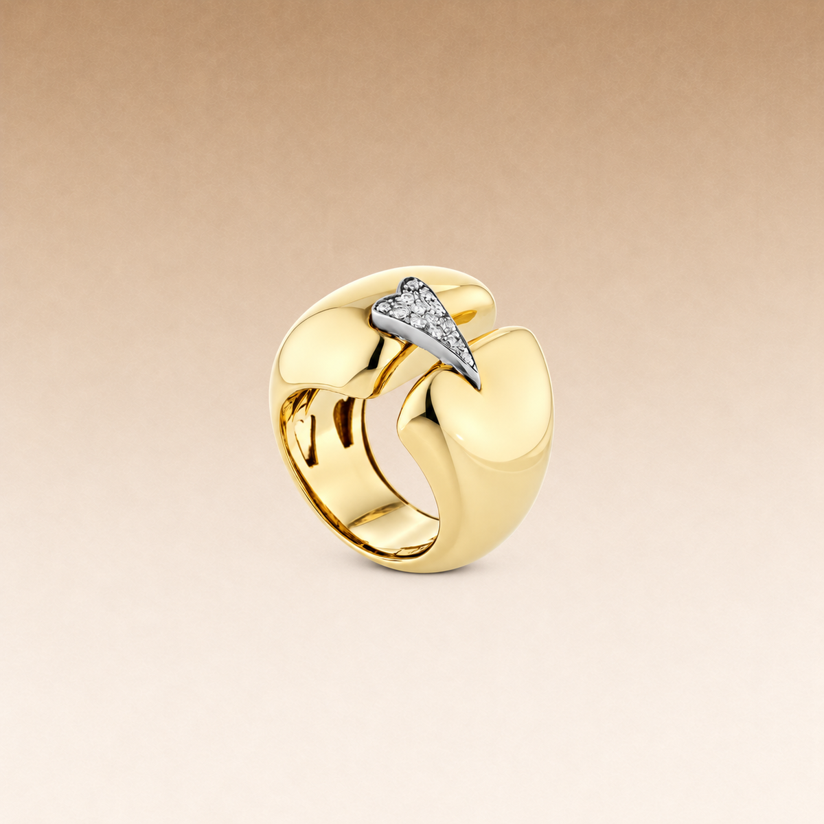 Anello Shining Heart in Oro Argento e Diamanti