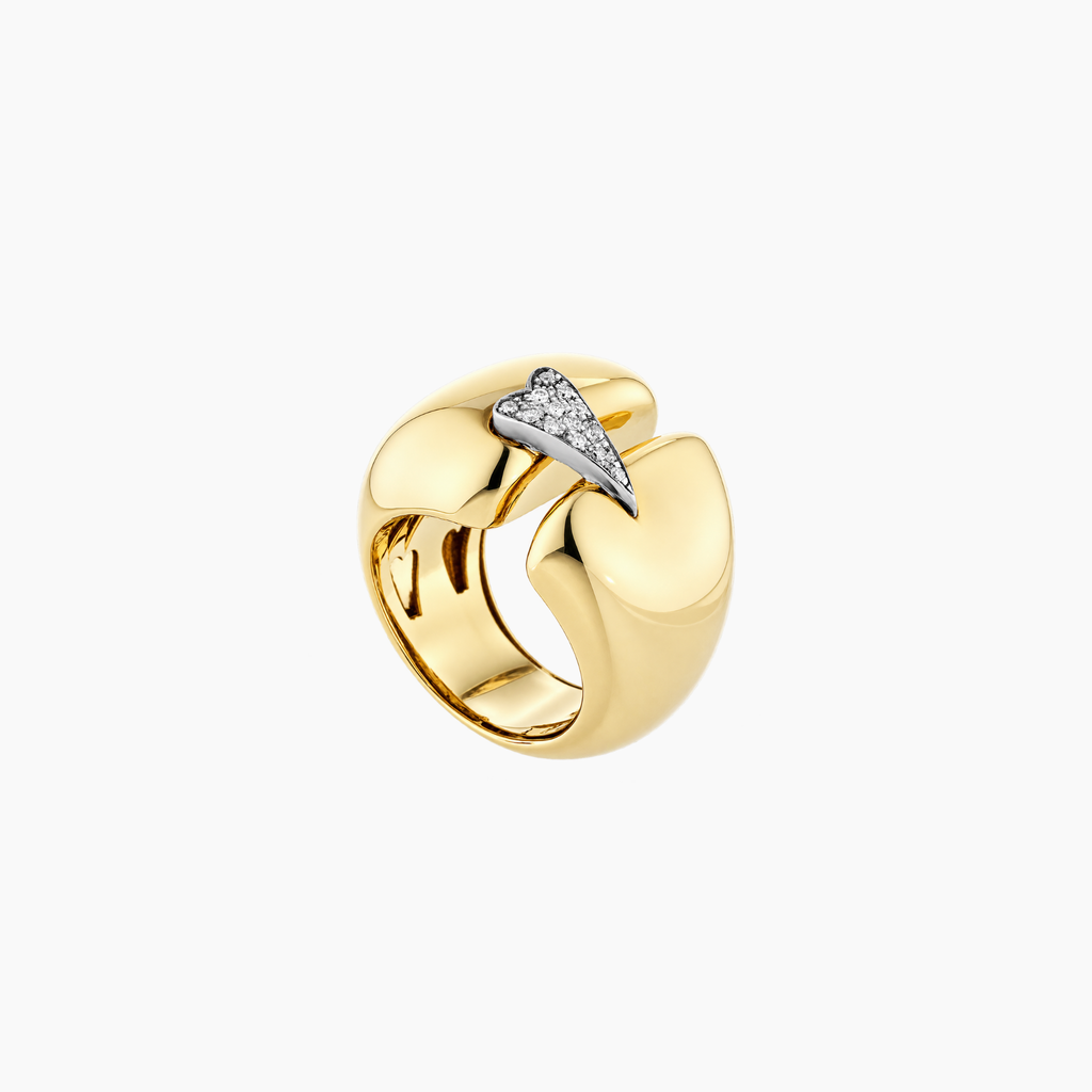 Shining Heart Ring in Gold, Silver and Diamonds