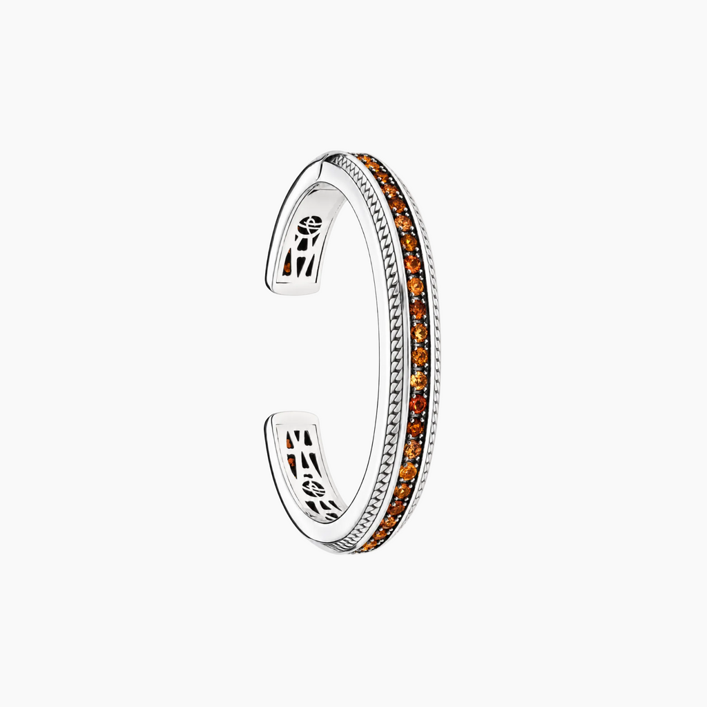 Resilience Plate Bracelet in Silver and Blue Diamonds