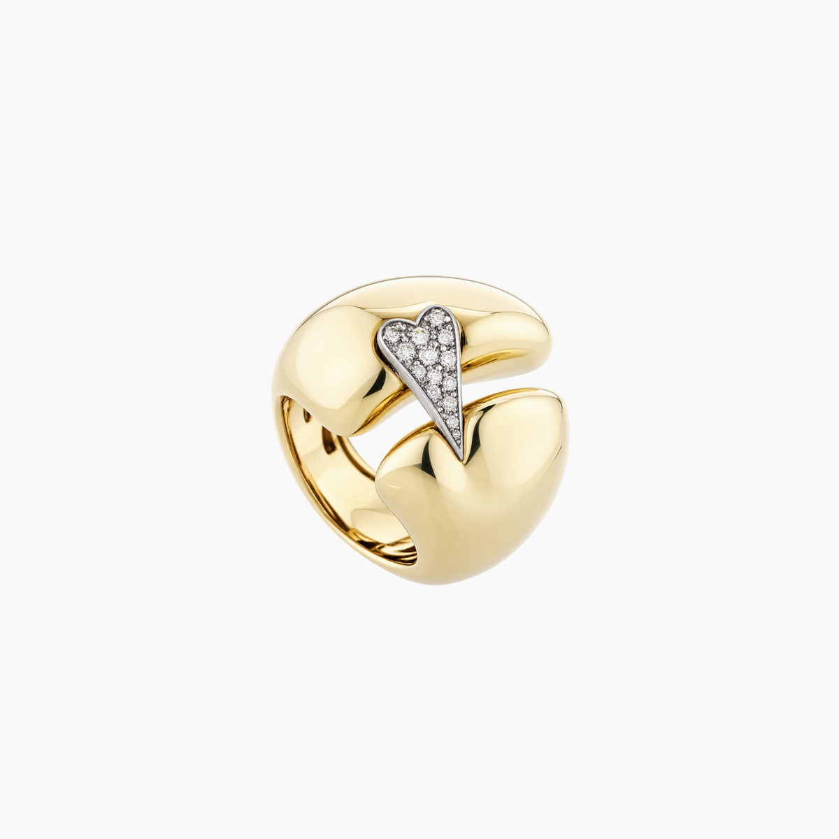Shining Heart Ring in Gold, Silver and Diamonds
