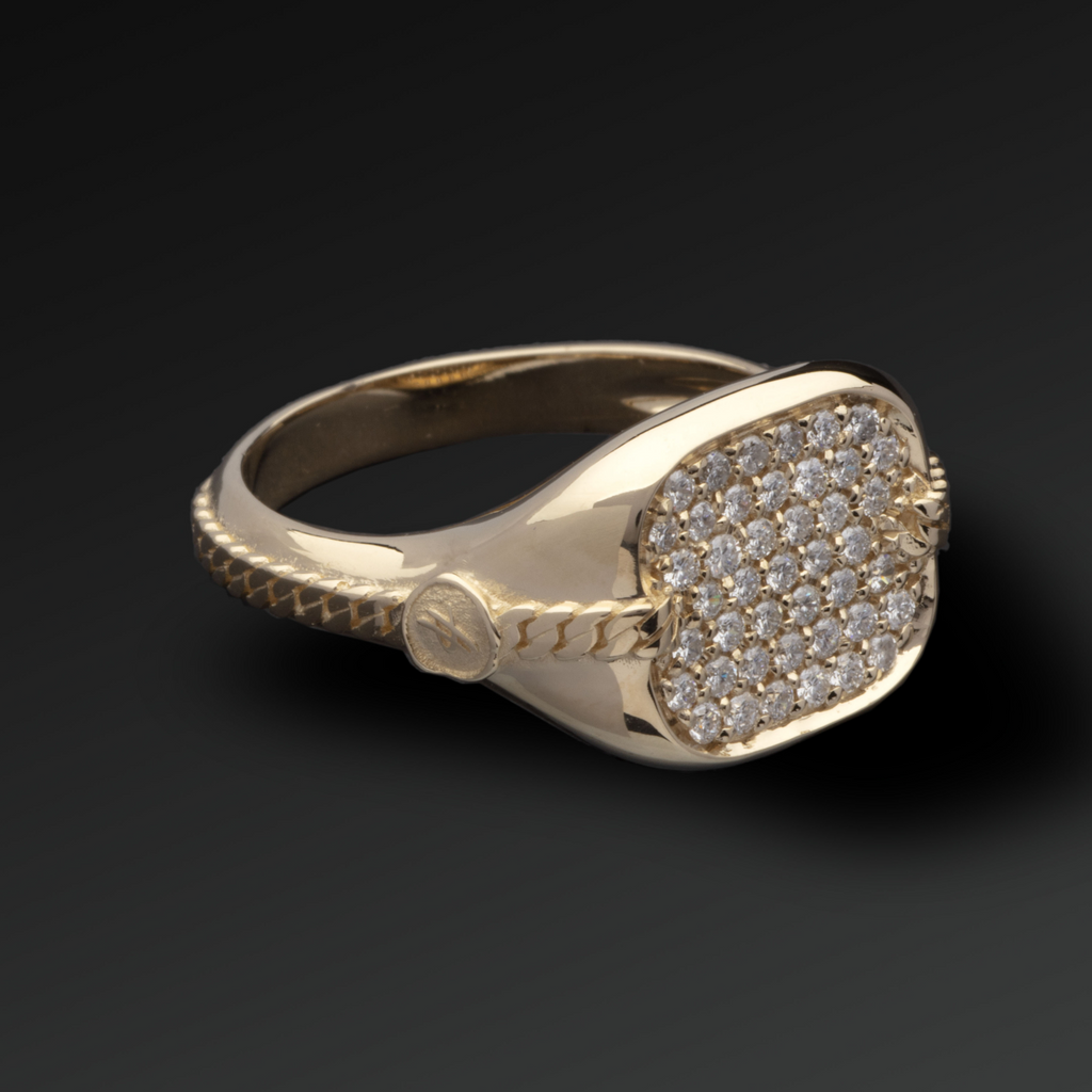 Anello Respect Pavè Maxi in Oro e Zaffiri