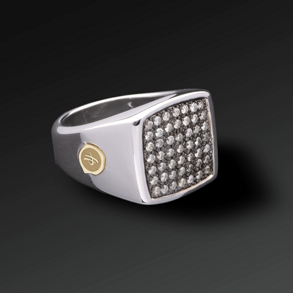 Respect Pavè Maxi Ring in Silver and Black Diamonds