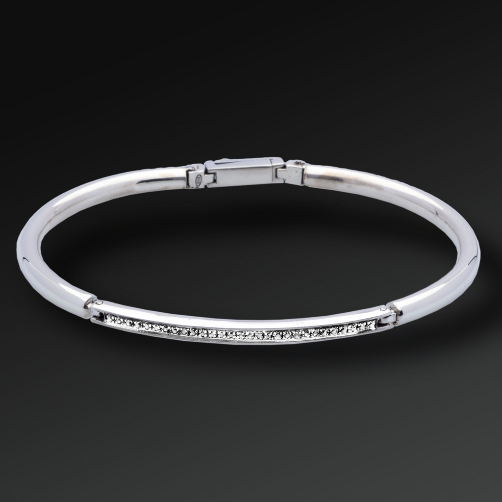 Semi-rigid Respect bracelet in Silver and Rubies