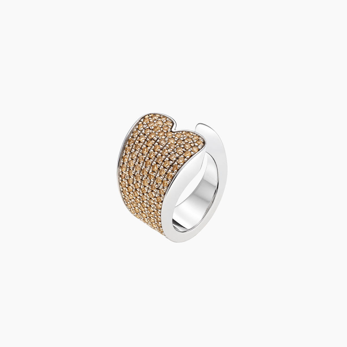 Anello Shining Heart ritorto in Argento e Pietre preziose