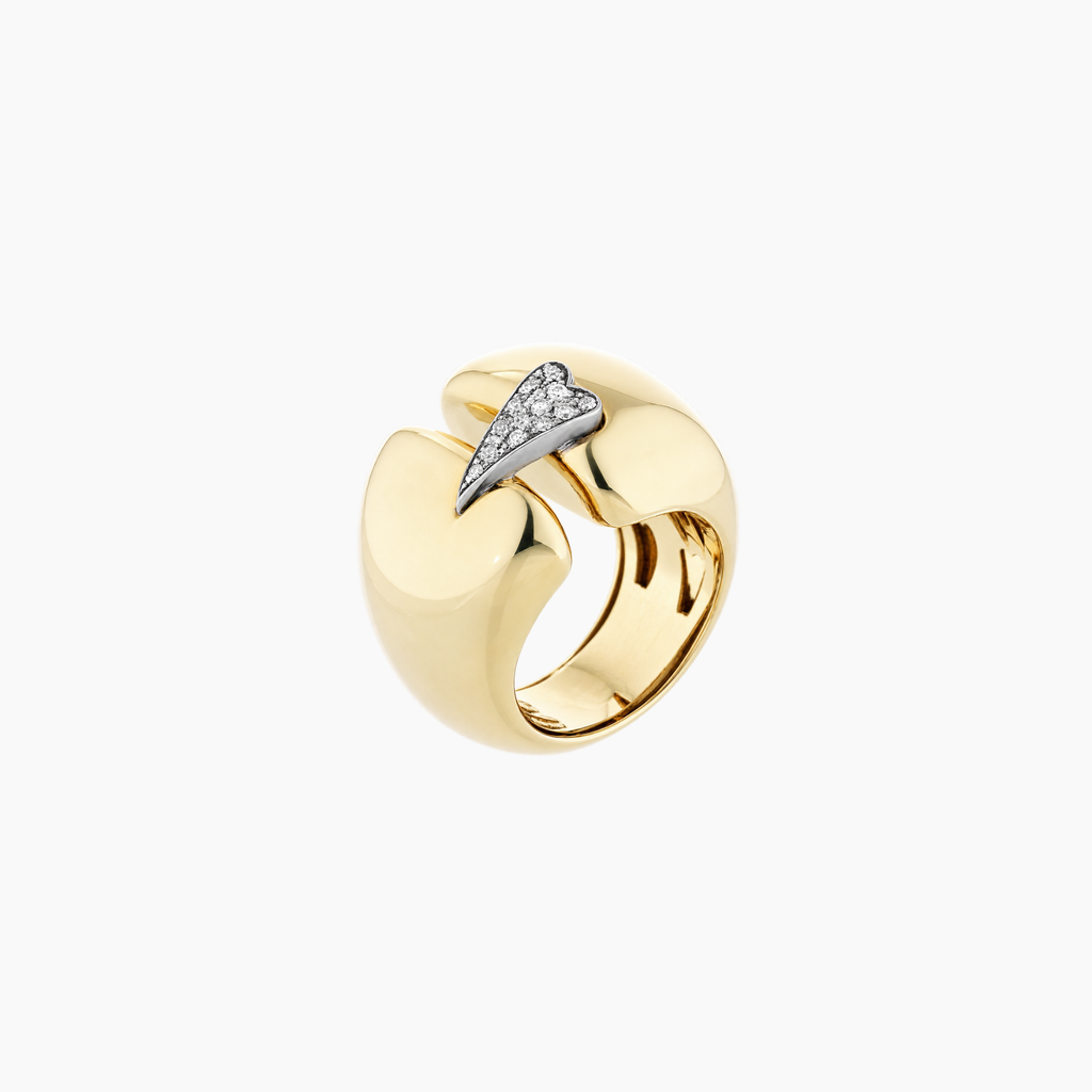 Shining Heart Ring in Gold, Silver and Diamonds