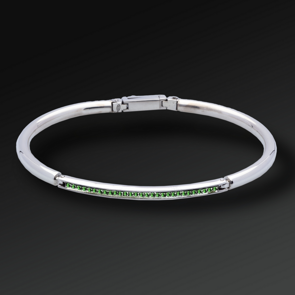 Semi-rigid Respect bracelet in Silver and Rubies