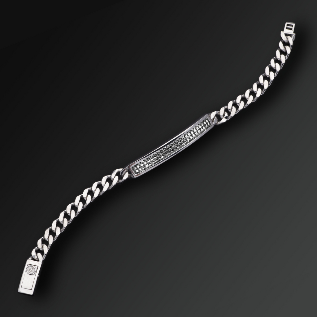 Bracciale Respect Piastrina Media in Argento e Rubini