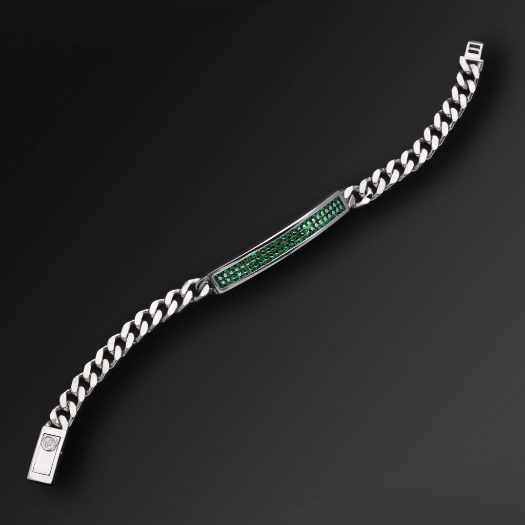 Bracciale Respect Piastrina Media in Argento e Rubini