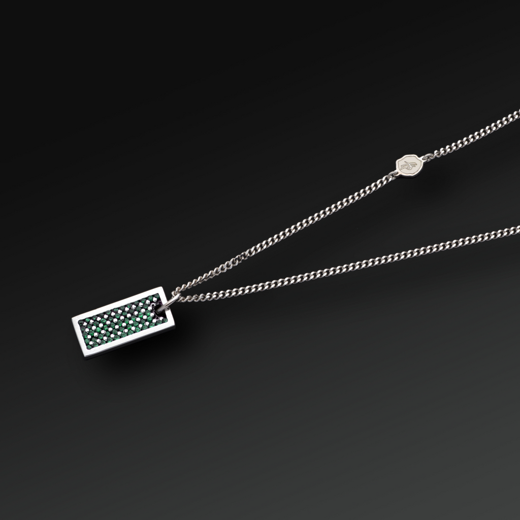 Respect Plate Necklace in Silver and Rubies