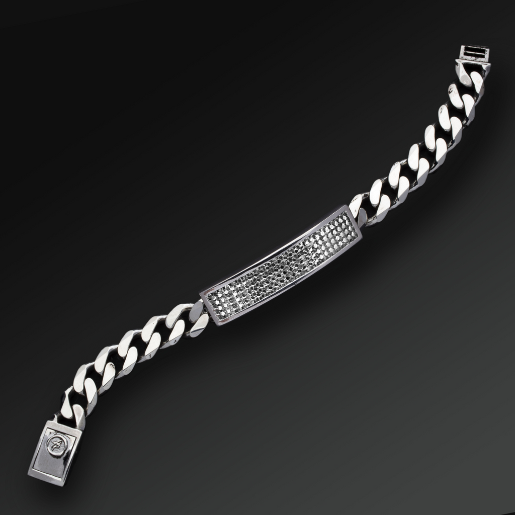 Respect Large Plate Bracelet in Silver and Rubies