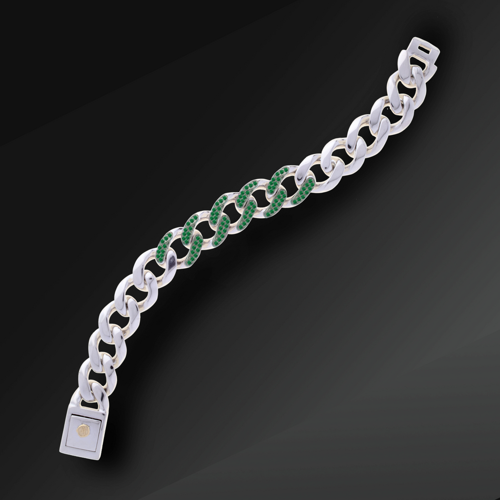 Respect Half Groumette Bracelet in Silver and Rubies