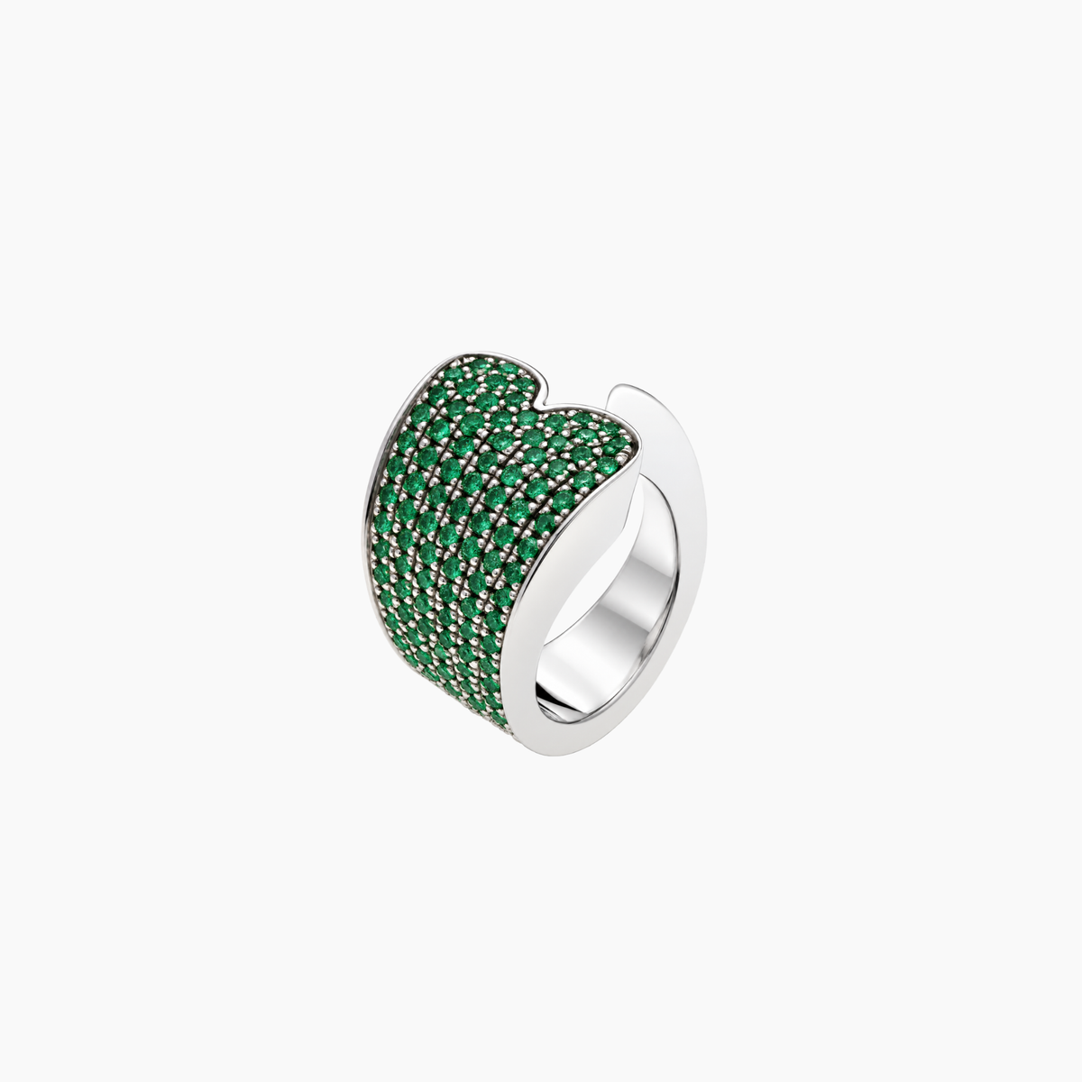 Anello Shining Heart ritorto in Argento e Pietre preziose