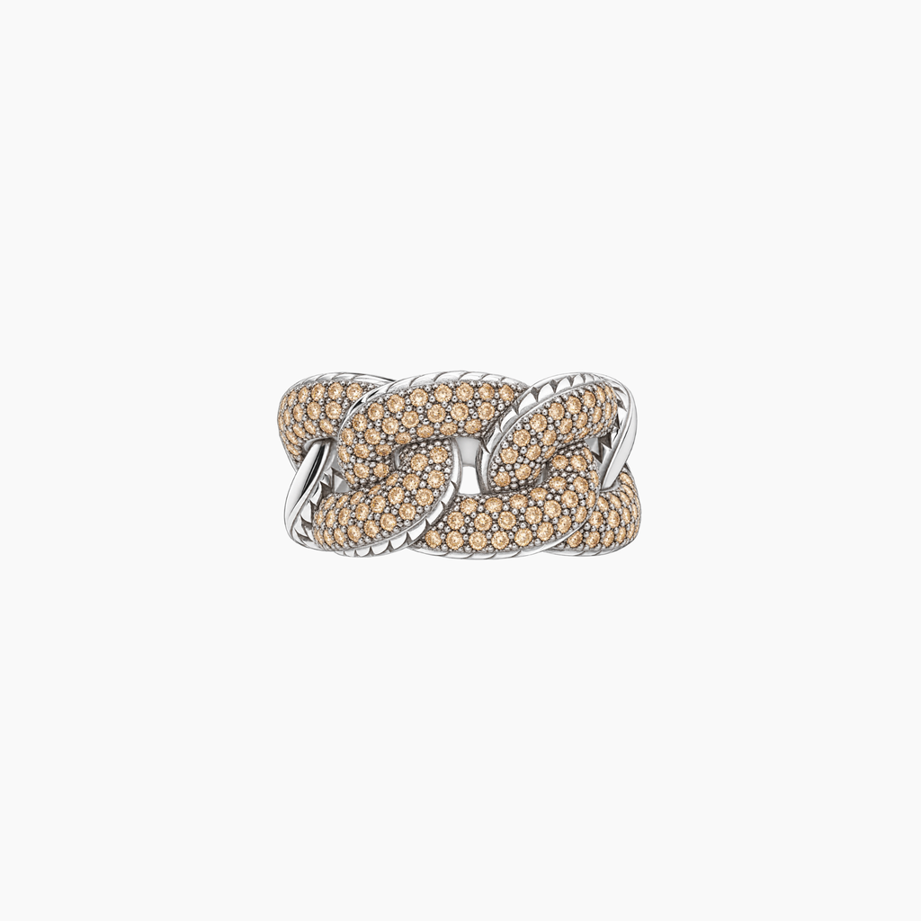 Glitter 3 Groumette Ring in Silver and Diamonds