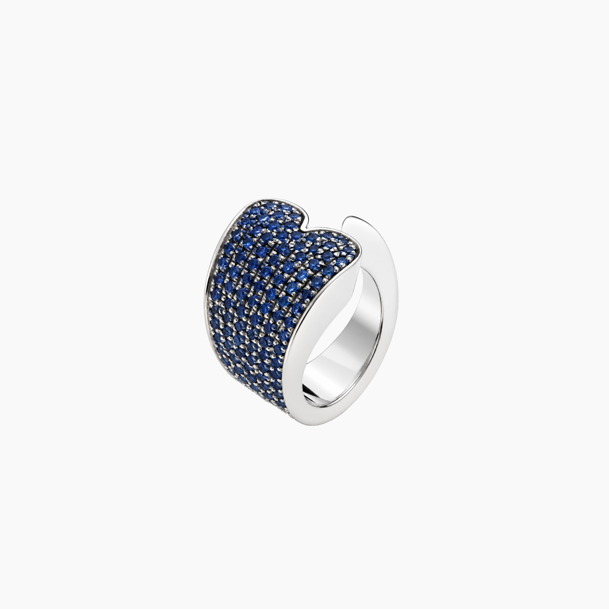 Anello Shining Heart ritorto in Argento e Pietre preziose