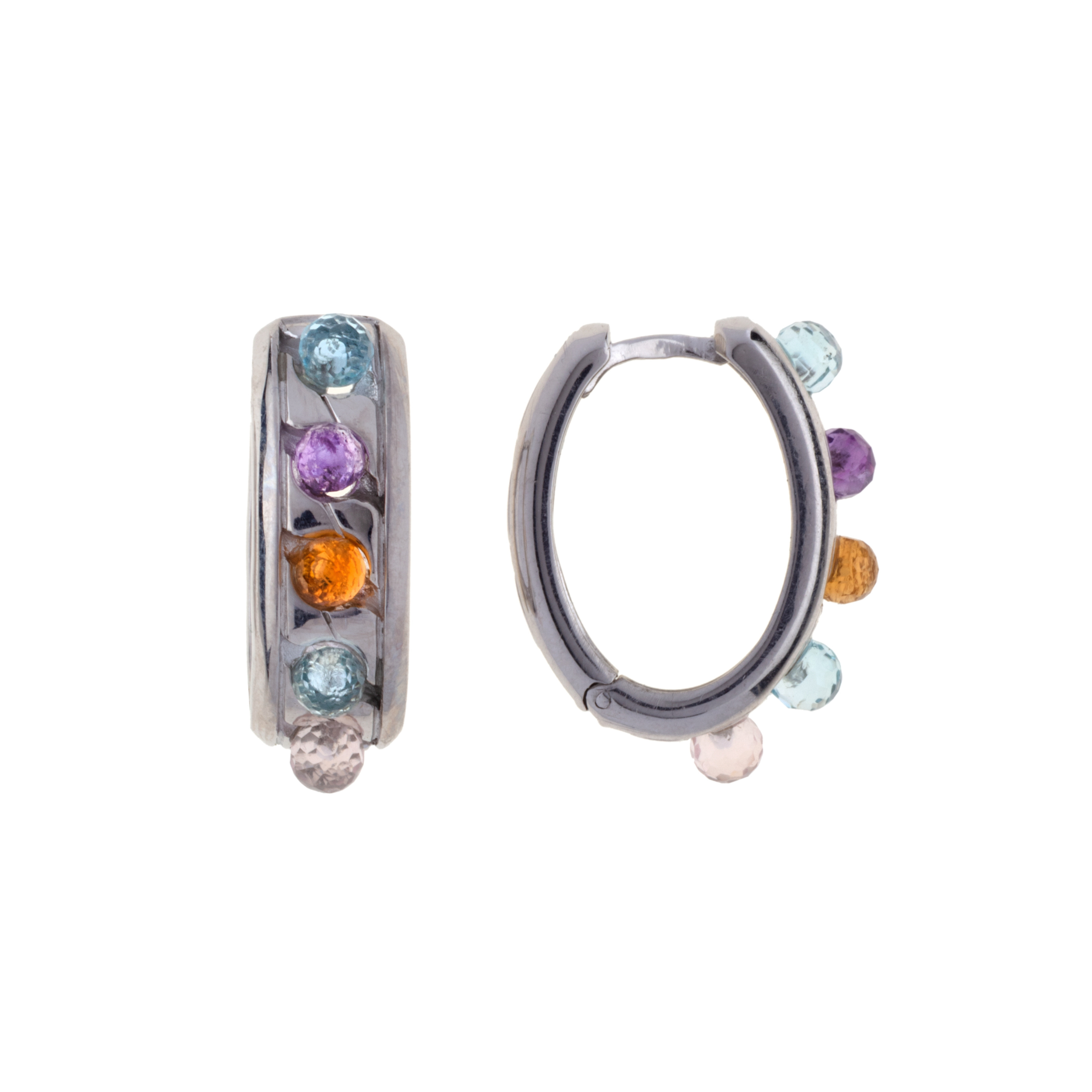 Orecchini Her Power Cerchio in Argento e Pietre Naturali