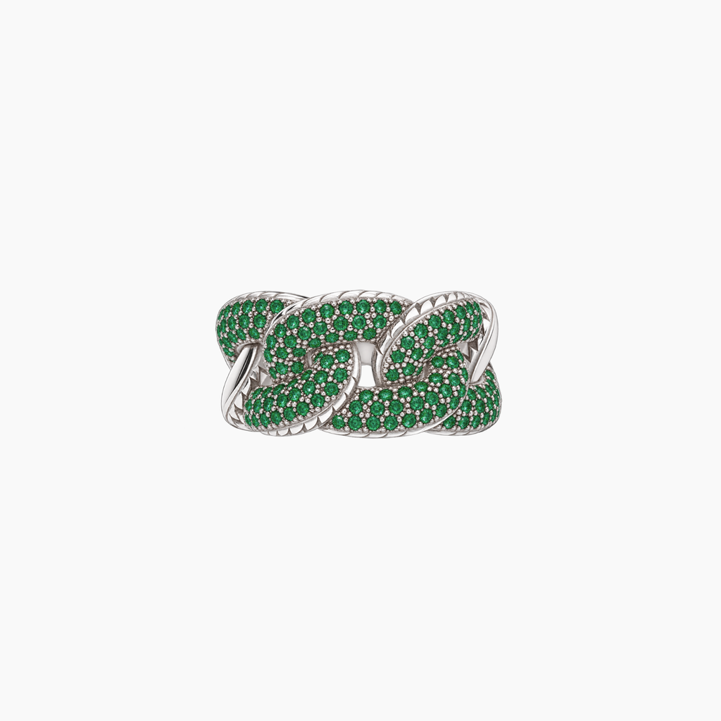 Glitter 3 Groumette Ring in Silver and Diamonds