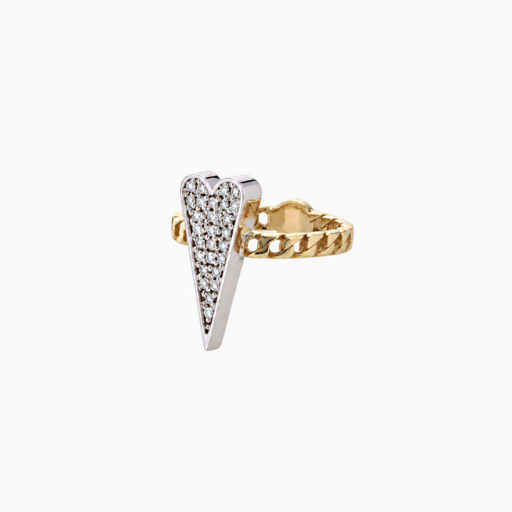 Anello Shining Heart sottile in Oro Argento e Diamanti
