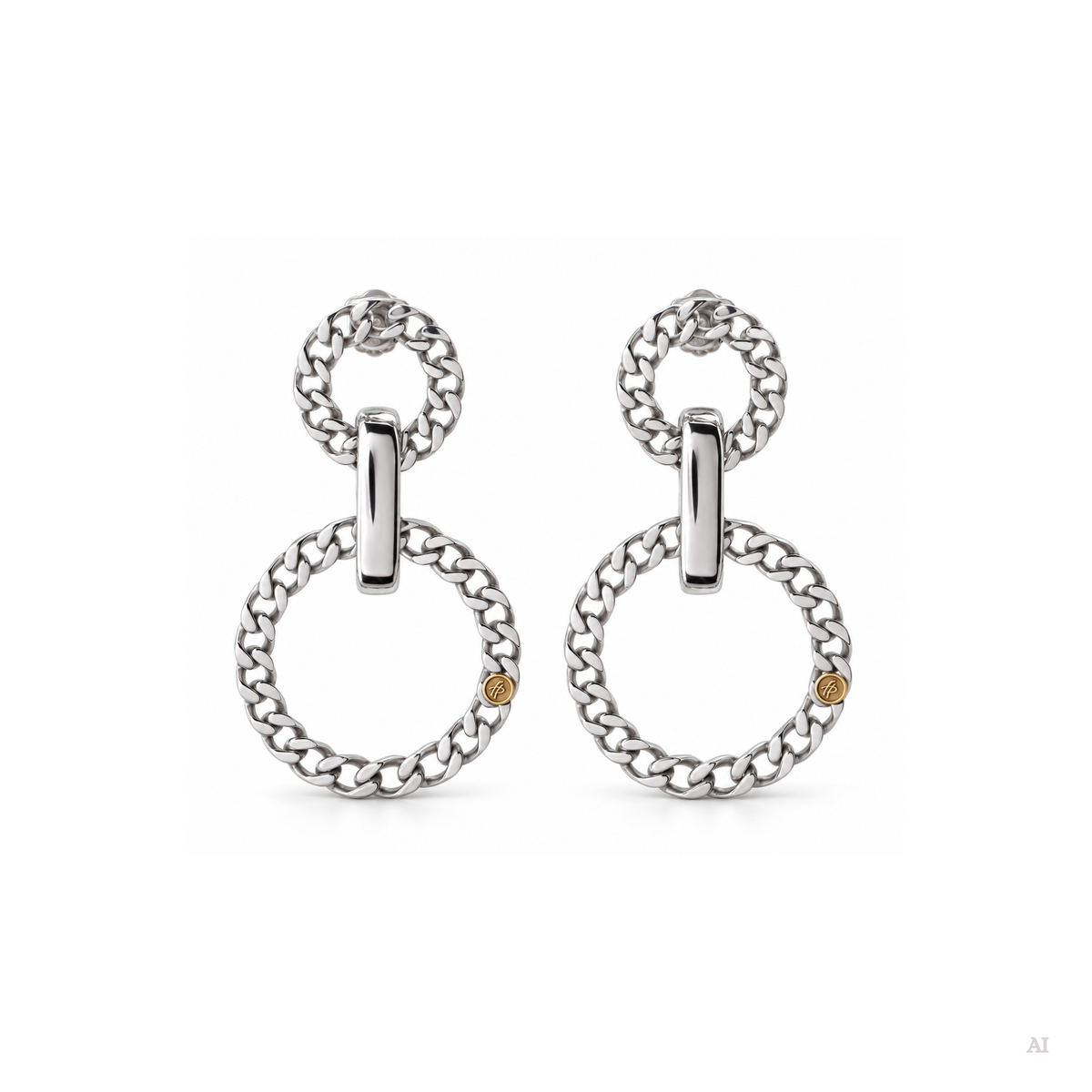 All of Me double Groumette earrings in Silver