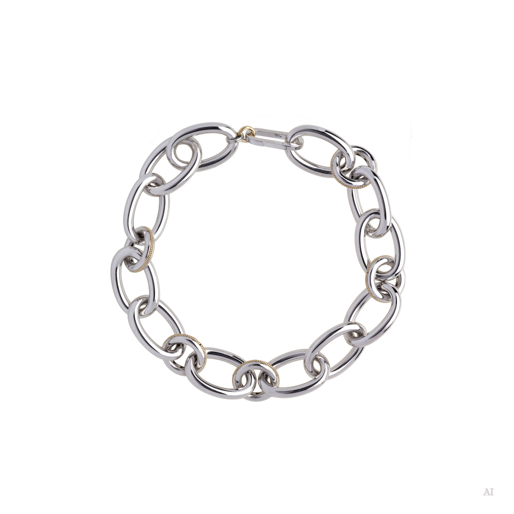 Bracciale Chemin du Coeur Catena in oro e argento