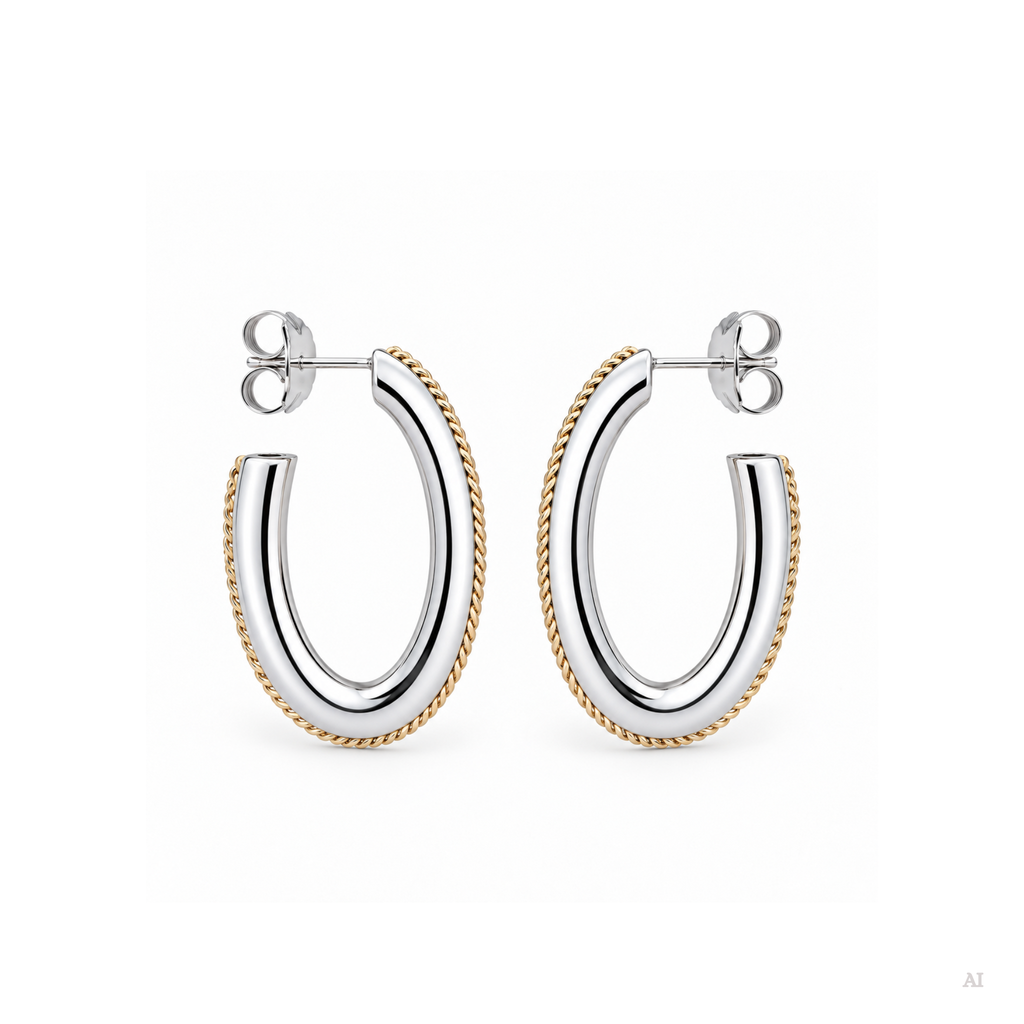 Chemin du Coeur Circle Earrings in Silver and Gold