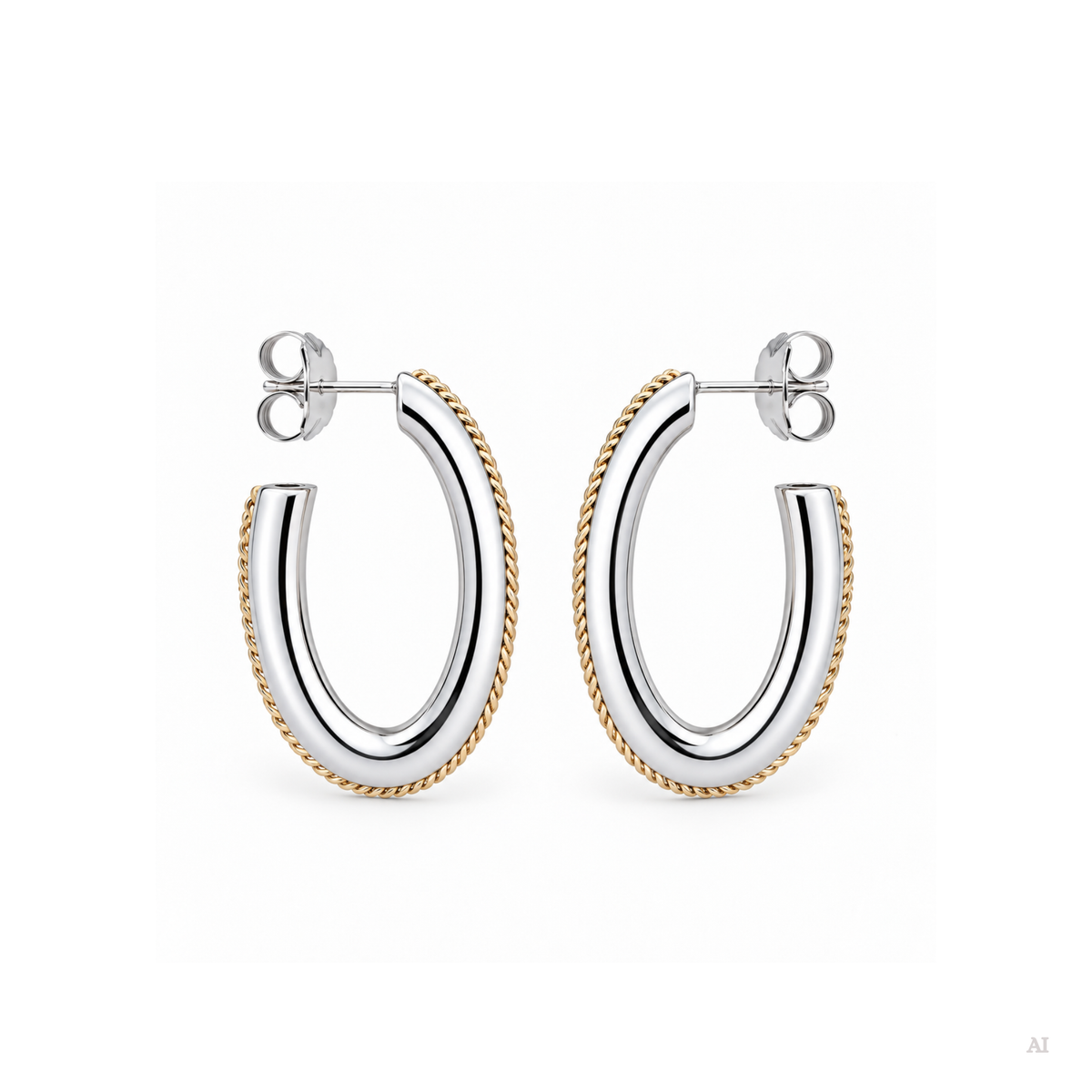 Chemin du Coeur Circle Earrings in Silver and Gold