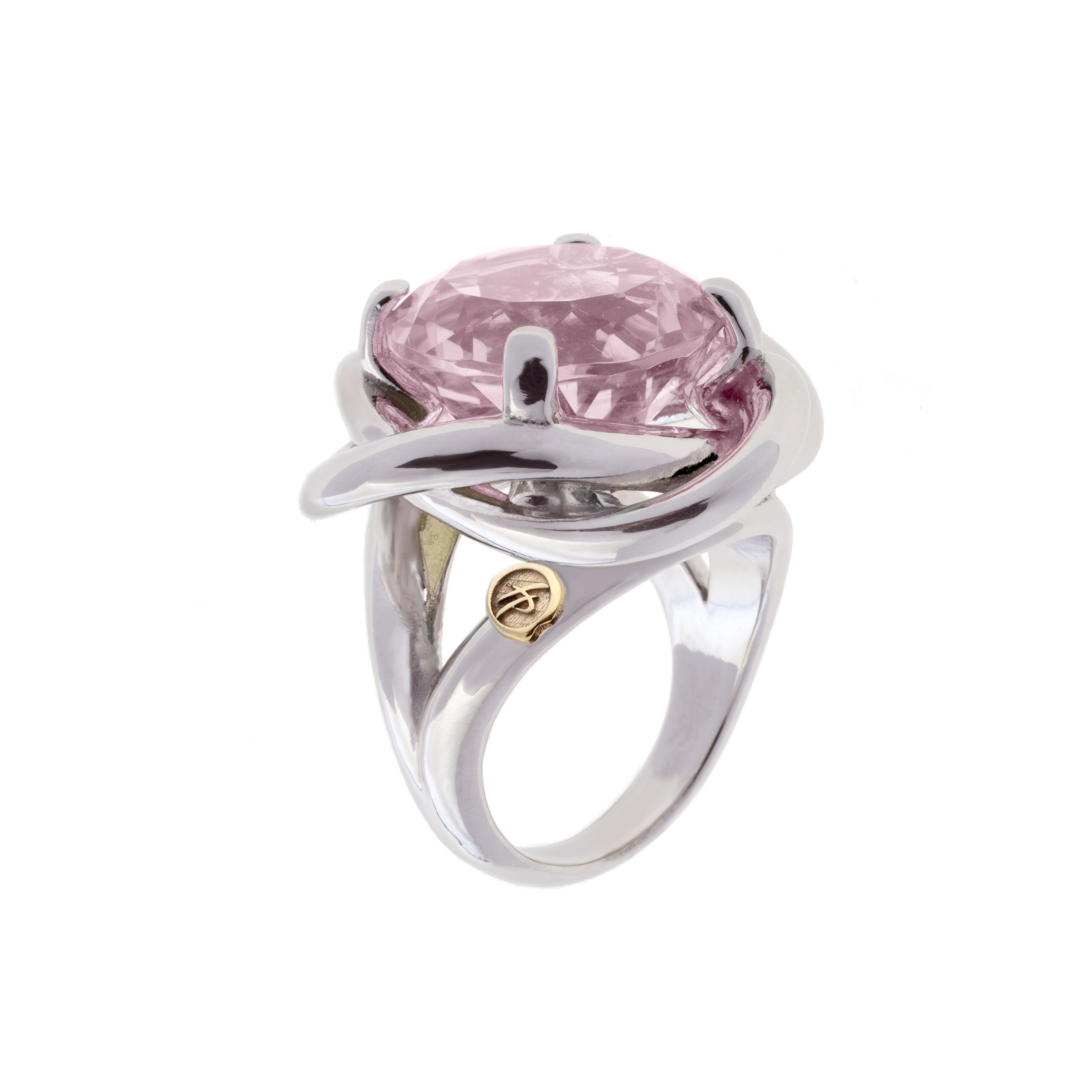 Large Love Now Ring in Silver and Natural Stone