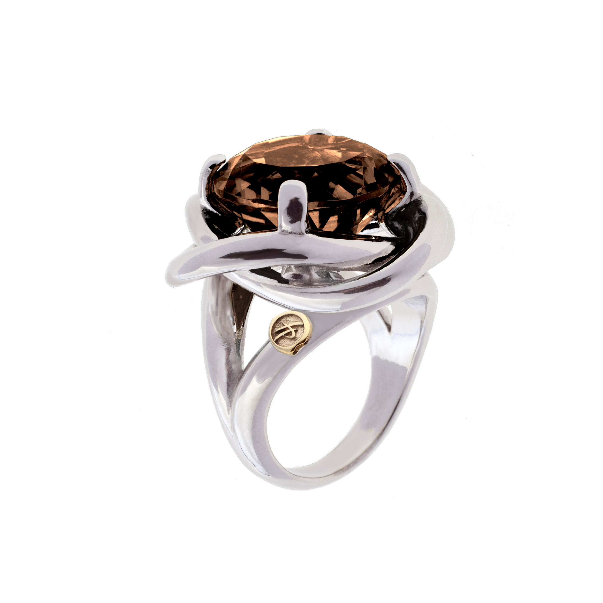 Large Love Now Ring in Silver and Natural Stone