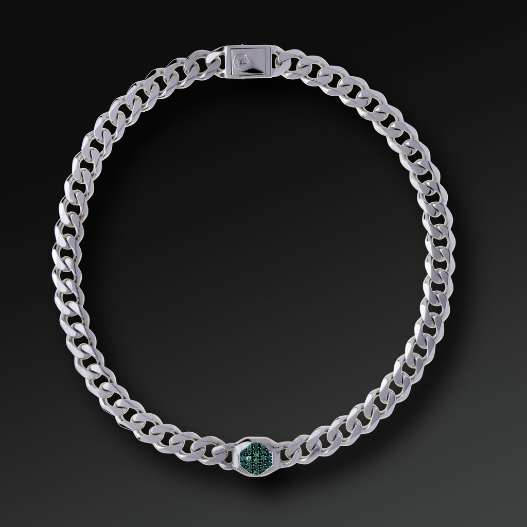 Strength Pavè Necklace in Silver and Sapphires