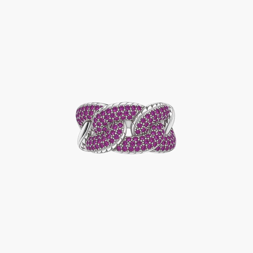 Glitter 3 Groumette Ring in Silver and Diamonds