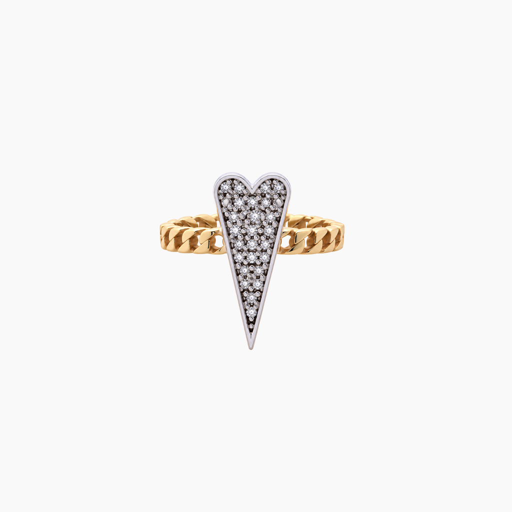 Anello Shining Heart sottile in Oro Argento e Diamanti