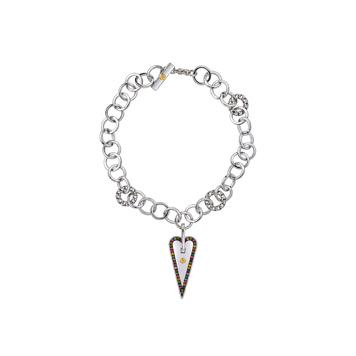 Mystic Heart Necklace Big Heart in Silver and Natural Stones
