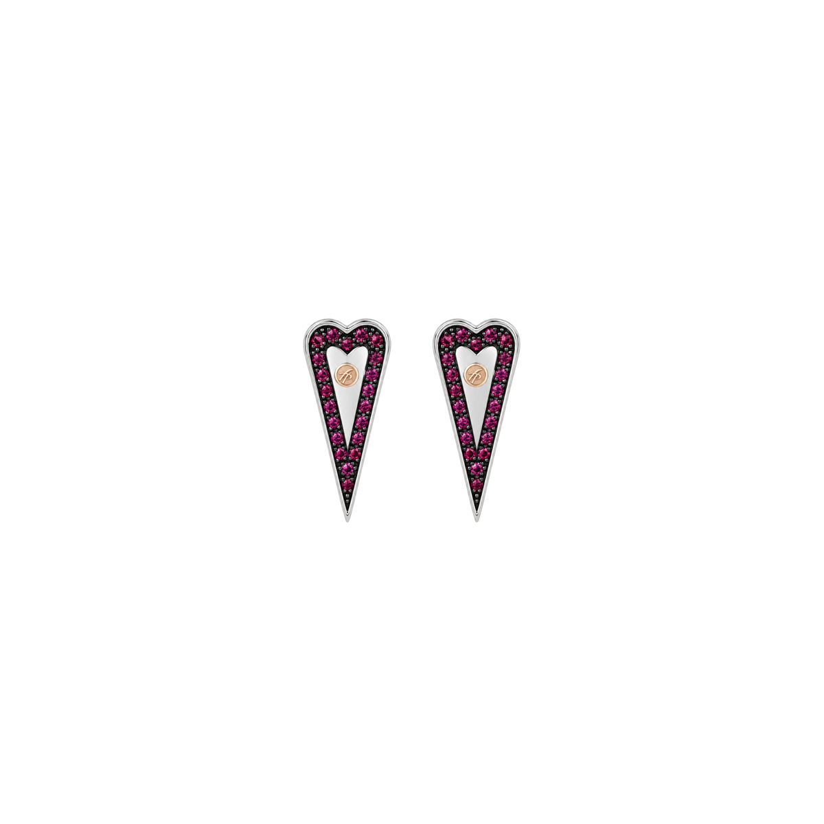 Mystic Heart Earring in Silver and Natural Stones