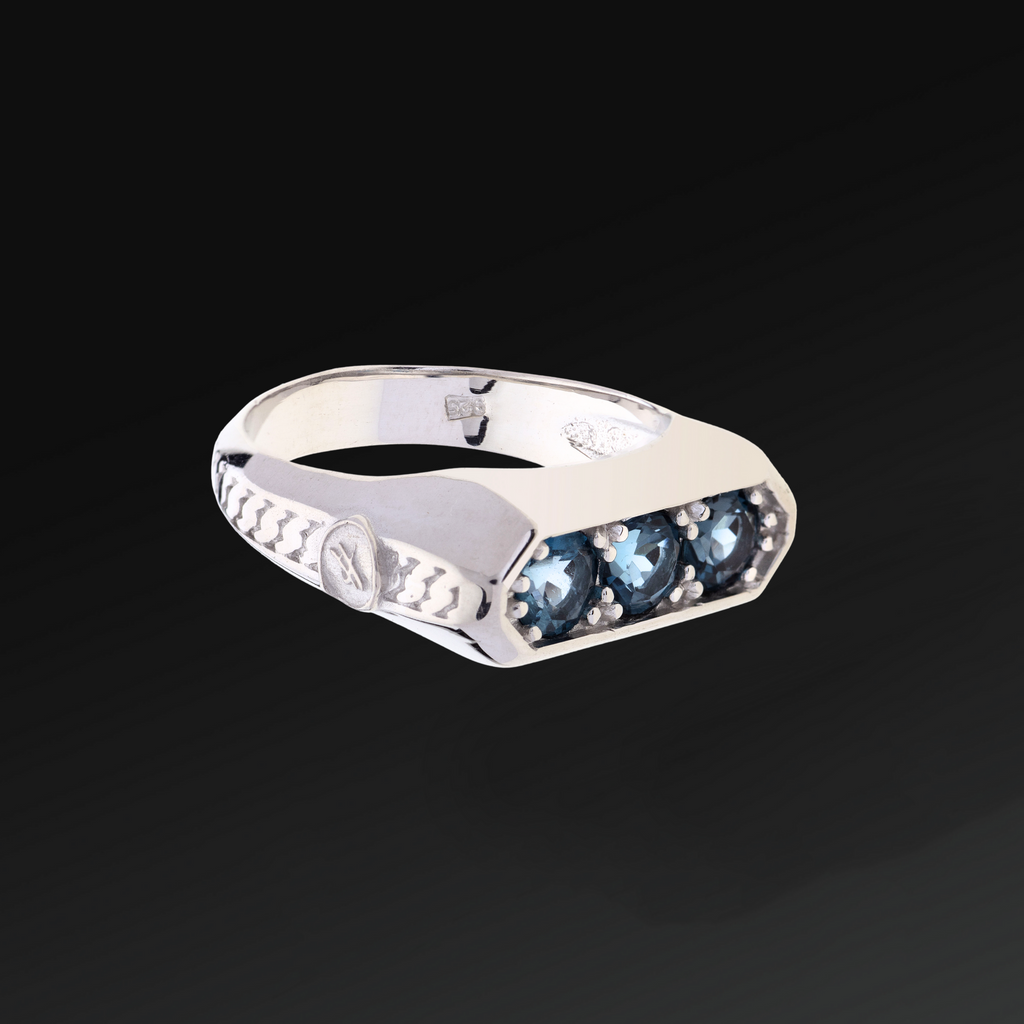 Respect trilogy ring in Silver and Natural Stones