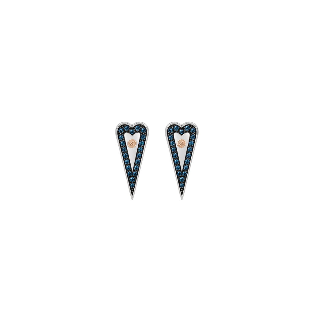 Mystic Heart Earring in Silver and Natural Stones