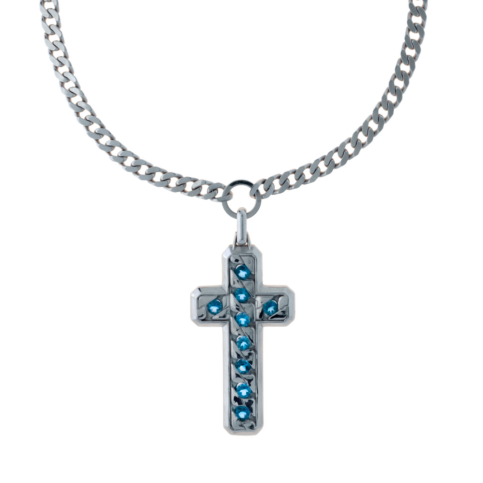 Collana Perpetual Love Croce Catena in Argento e Pietra NaturaleCitrino Madeira