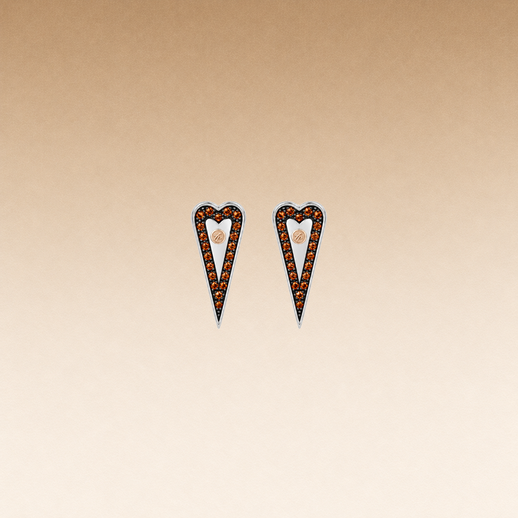 Mystic Heart Earring in Silver and Natural Stones