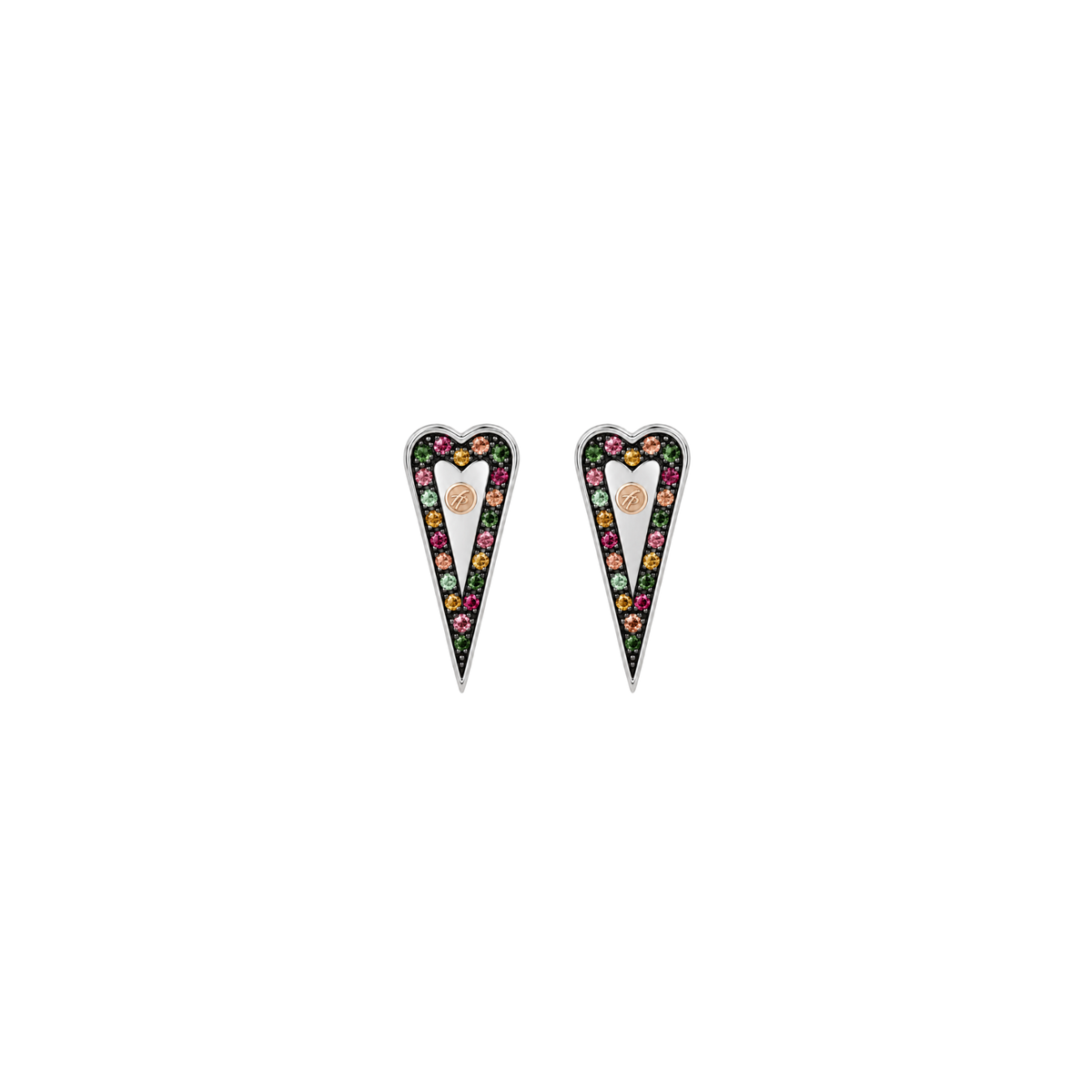 Mystic Heart Earring in Silver and Natural Stones