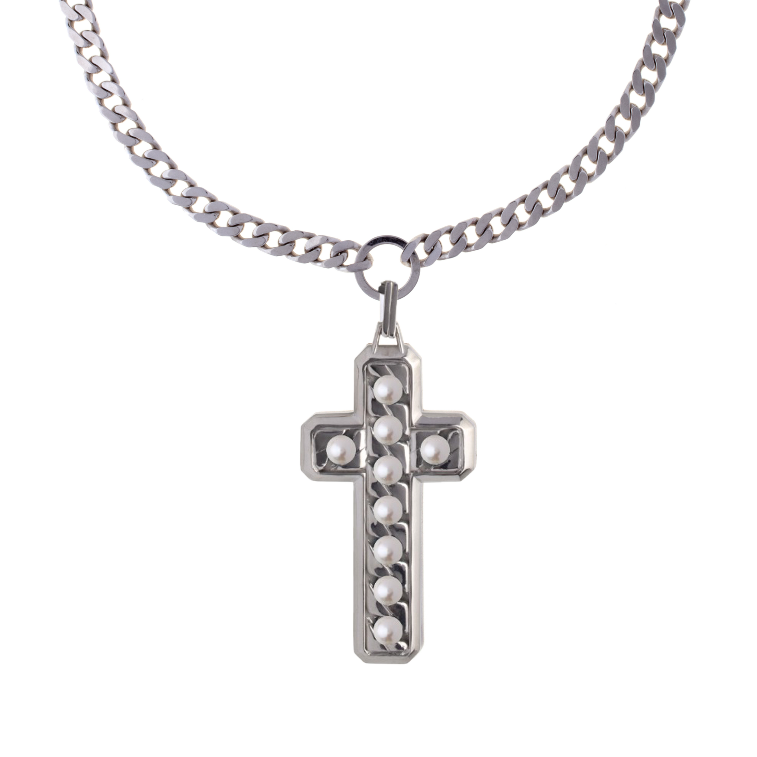 Collana Perpetual Love Croce Catena in Argento e PerlePerle