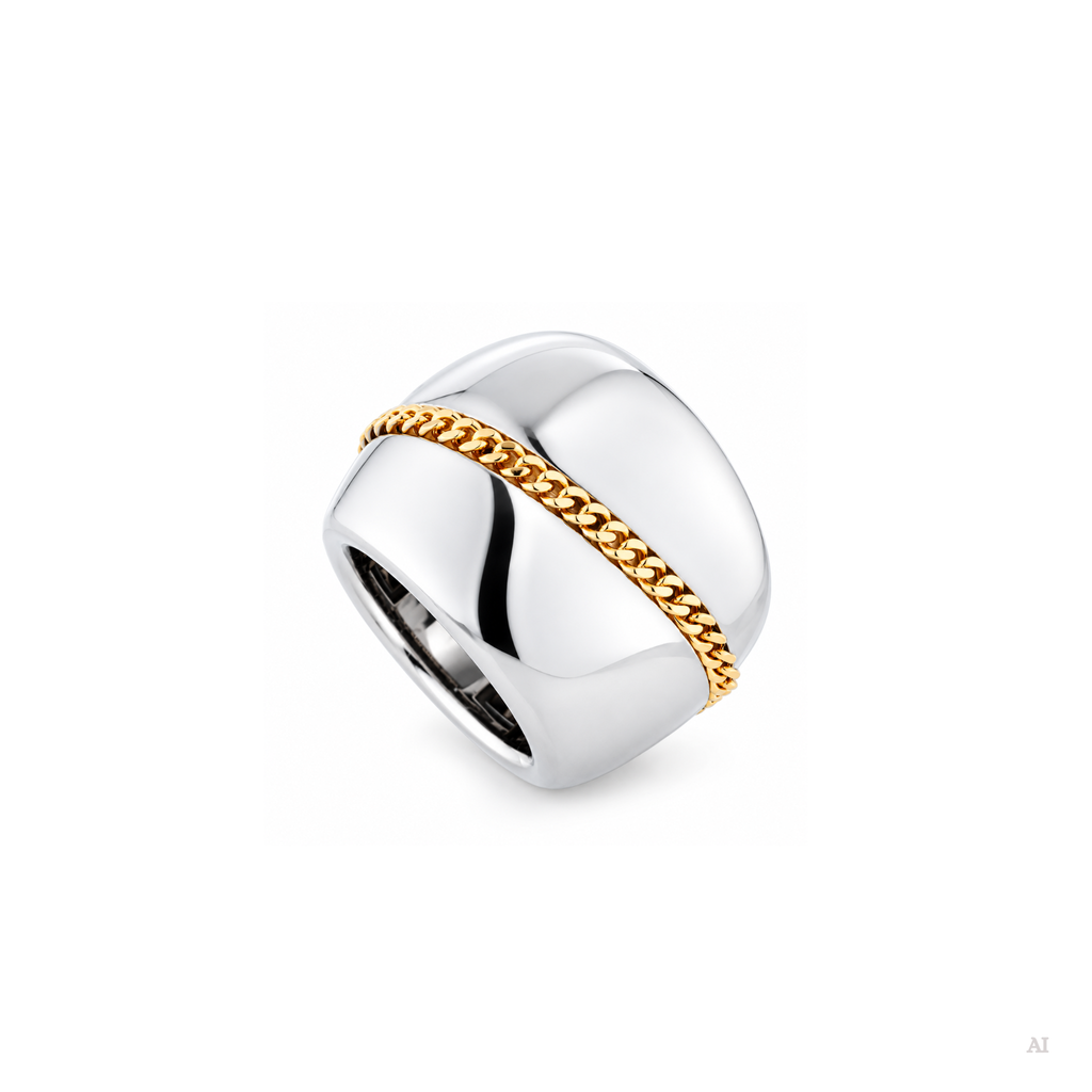 Chemin du Coer ring in silver and gold