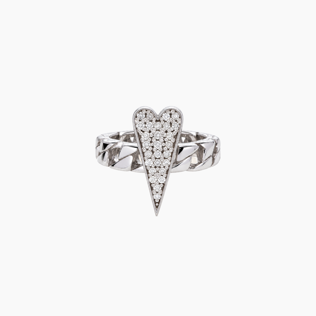 Shining Heart Ring in Silver and Diamonds