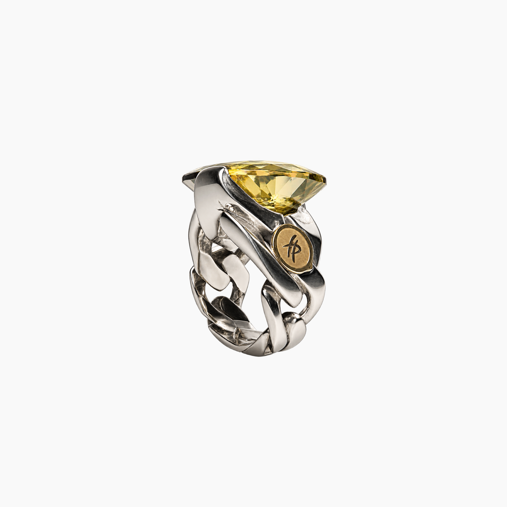 Large Love Forever Ring in Silver and Natural Stone