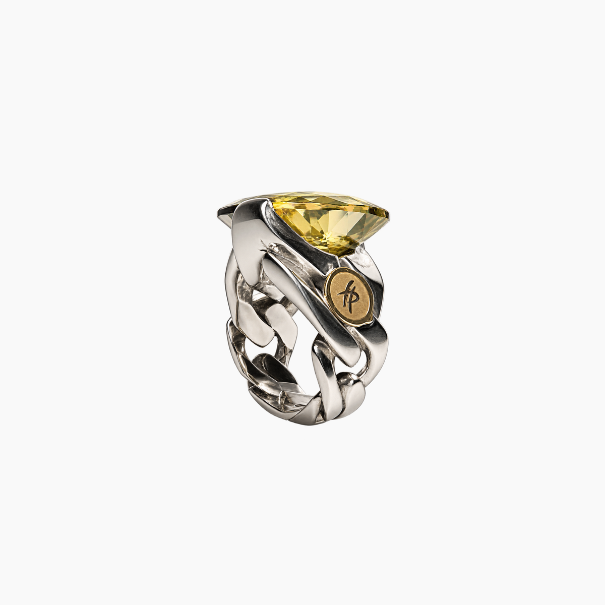 Large Love Forever Ring in Silver and Natural Stone