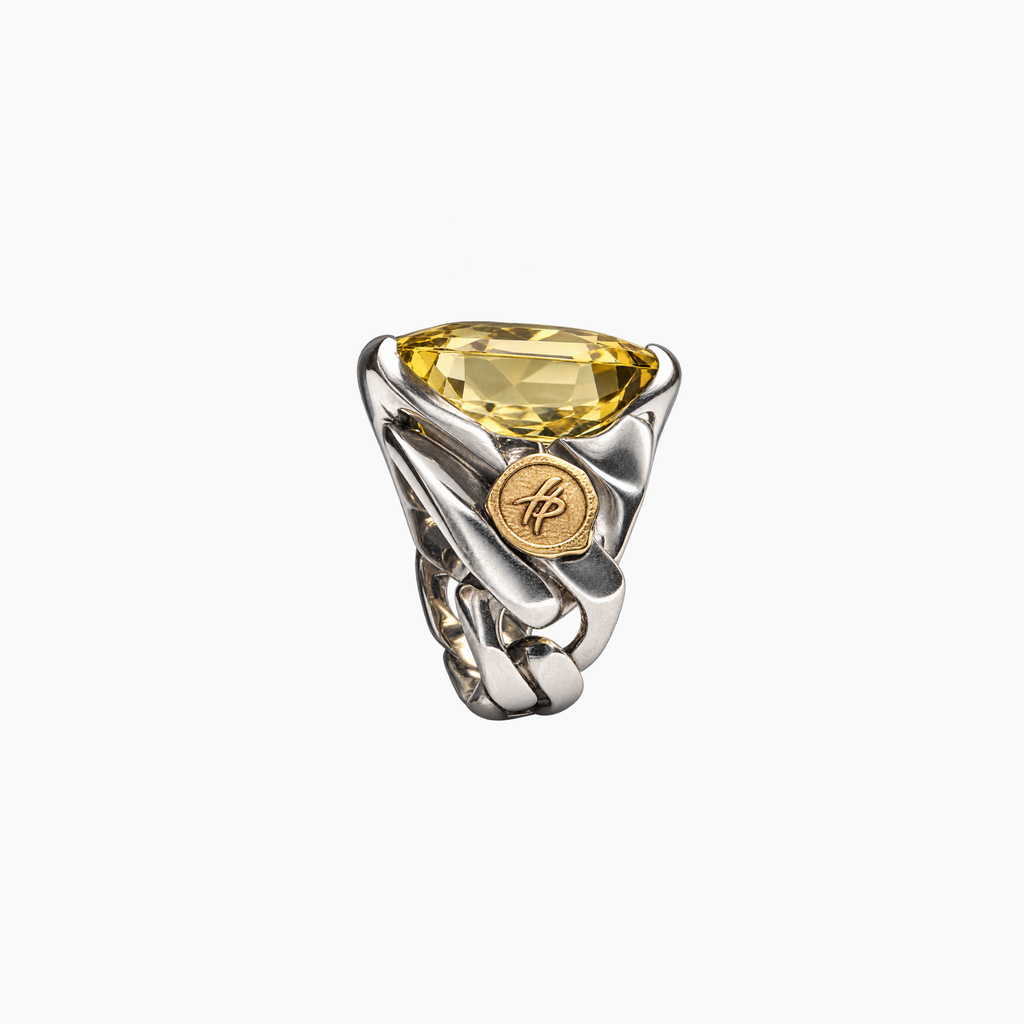 Large Love Forever Ring in Silver and Natural Stone