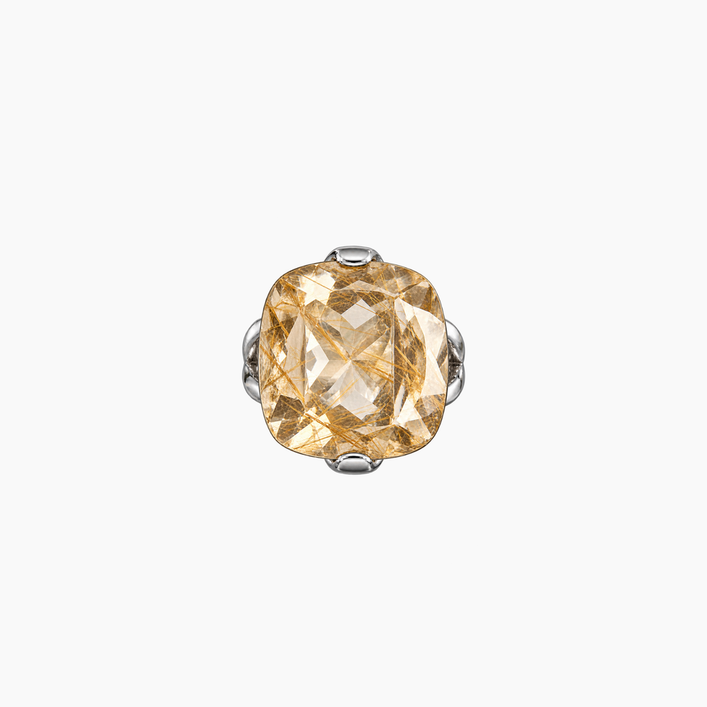 Large Love Forever Ring in Silver and Natural Stone